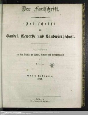 8.1857: Der Fortschritt : Zeitschrift für Handel, Gewerbe u. Landwirthschaft