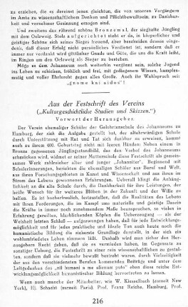Aus der Festschrift des Vereins