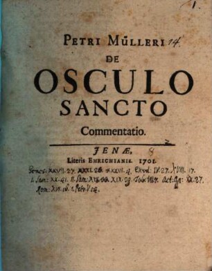 De osculo sancto commentatio