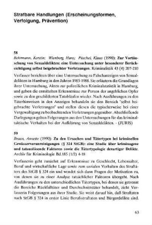 63-76, Strafbare Handlungen (Erscheinungsformen, Verfolgung, Prävention)