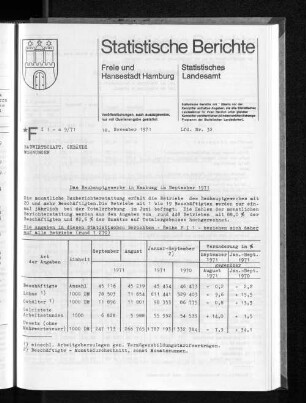 Das Bauhauptgewerbe in Hamburg im September 1971 : Lfd. Nr. 32