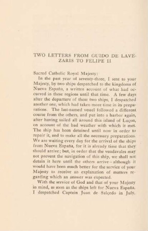 Two letters from Guido de Lavezaris to Felipe II
