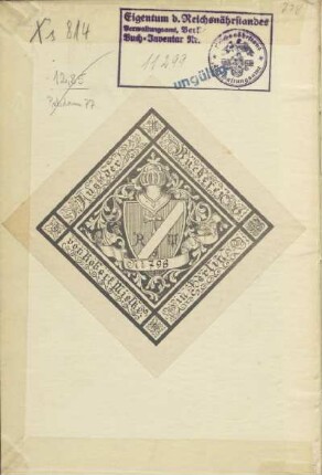 Stempel: Eigentum d. Reichsnährstandes. Verwaltungsamt, Berlin. Buch-Inventar Nr. ; Reichsnährstand. Verwaltungsamt