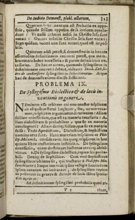 Problema IX. De Syllogismo Dialectio & de locis inventionis in genere.