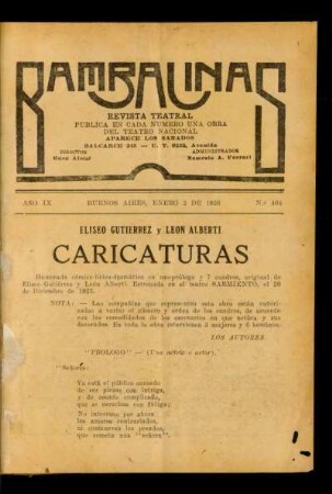 Caricaturas : humorada cómico-lírico-dramática en un prólogo y 7 cuadros