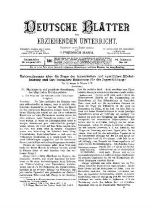 Untersuchungen über die Frage der turnerischen und sportlichen Höchstleistung und ihre besondere Bedeutung für die Jugendbildung : (Fortsetzung)