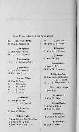 Einen Beitrag haben in diesem Jahre geleistet: