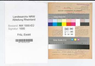 Entnazifizierung Ewald Fritz, geb. 22.05.1901 (Lehrer)