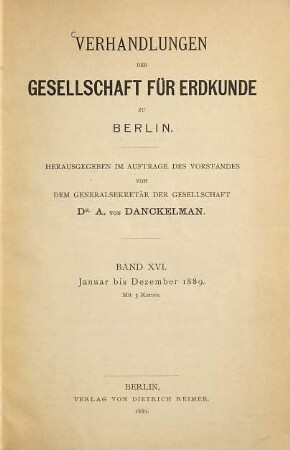 Verhandlungen. 16. 1889, Jan. - Dez.