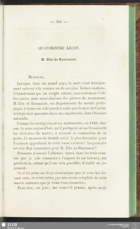 Quatorzième leçon. M. Élie de Beaumont