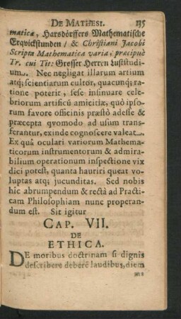 Cap. VII. De Ethica.