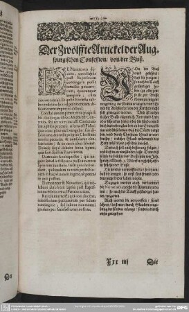 Der Zwölffte Artickel der Augspurgischen Confession, von der Buß