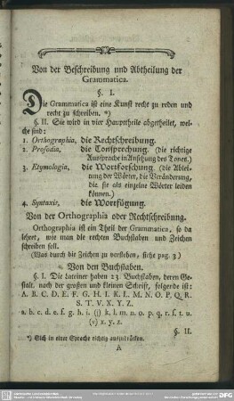 Von der Orthographia oder Rechtschreibung