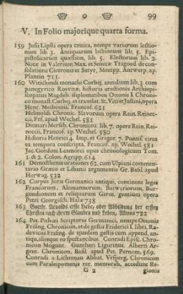 V. In Folio majorique quarta forma