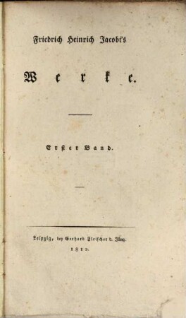 Friedrich Heinrich Jacobi's Werke, 1