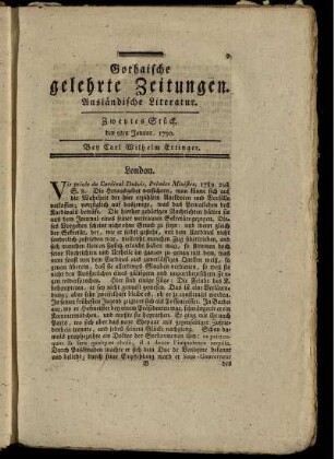 Zweytes Stück, den 9ten Januar, 1790.