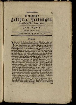 Zweytes Stück, den 9ten Januar, 1790.