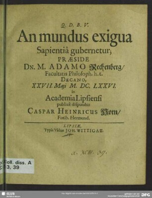 An mundus exigua sapientia gubernetur