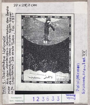 Paris, Bibliothèque Nationale: Beatusapokalypse, fol. 137v, Erste Posaune