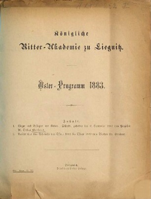 Oster-Programm. 1882/83
