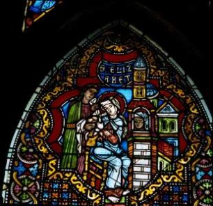 Elisabethfenster (Fenster s II) — Die heilige Elisabeth besucht Gefangene