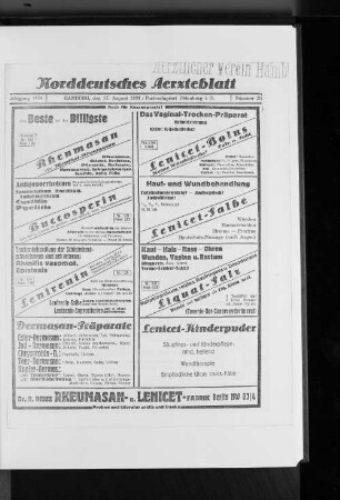 Nr. 25 1924 : Jahrgang 1924 Hamburg, den 17.August 1924 Nummer 25