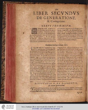 LIBER SEVNDVS DE GENERATIONE, & Corruptione.