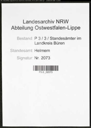 Sterberegister Standesamt Helmern