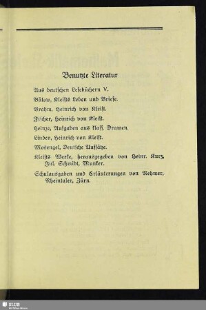 Benutzte Literatur