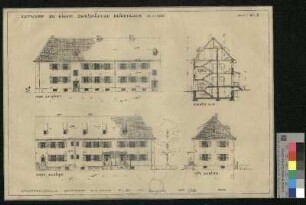 Entwurf zu einem Zweispänner Reihenhaus, Ansichten und Schnitt