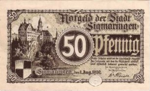 Notgeld der Stadt Sigmaringen