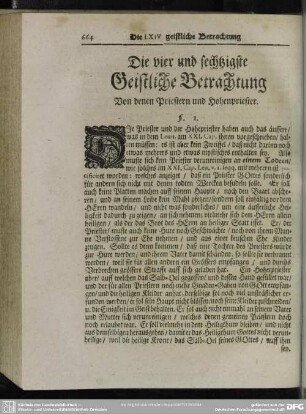 Die vier und sechtzigste Geistliche Betrachtung, Von denen Priestern und Hohenpriester