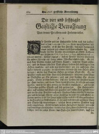 Die vier und sechtzigste Geistliche Betrachtung, Von denen Priestern und Hohenpriester