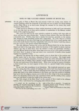 Appendix: Note on the vaulted cheese dairies of Mount Ida