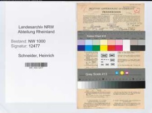 Entnazifizierung Heinrich Schneider, geb. 01.02.1889 (Landesinspektor)