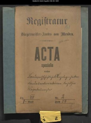 Landwirtschaftliche Angelegenheiten, Landesmeliorationen [Bodenverbesserungen], Beihilfen, Wiesenbaumeister, öffentlicher Wetterdienst - specialia -