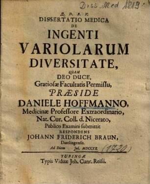 Dissertatio Medica De Ingenti Variolarum Diversitate