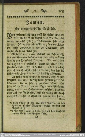 Zaman, eine morgenländische Geschichte