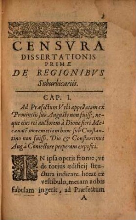 Censura coniecturae anonymi scriptoris de suburbicariis regionibus et ecclesiis