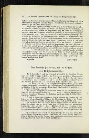 ¬Der¬ Deutsche Pfarrertag und die Leitung des Religionsunterrichts