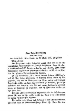 Eine Antrittsvorlesung