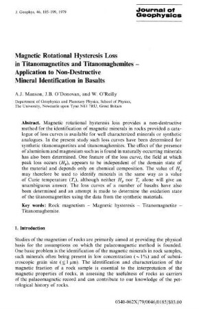 Magnetic rotational hysteresis loss in titanomagnetites and titanomaghemites - application to non-destructive mineral identification in basalts