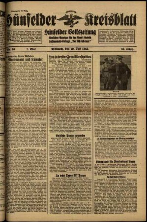 Erste Ausgabe vom Mittwoch, den 29. Juli 1942.