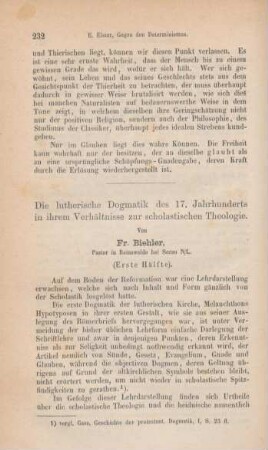 232-262 Die lutherische Dogmatik des 17. Jahrhunderts in ihrem Verhältnisse zur scholastischen Theologie : erste Hälfte