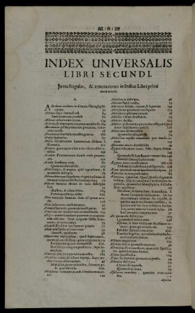 Index Universalis Libri Secundi.