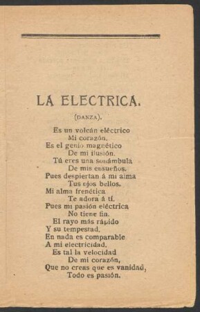 La eléctrica. : (Danza).