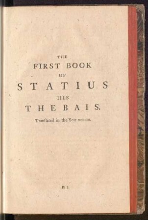 The First Book Of Statius His Thebais