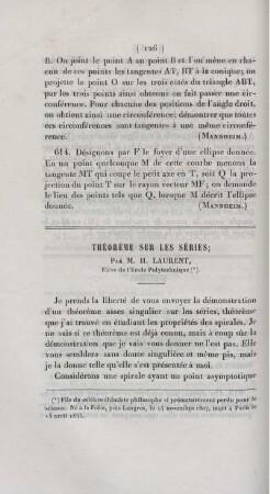 Théorème sur les séries.