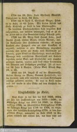 Unglücksfälle zu Kosel