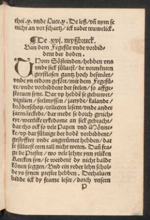 De .xvi. myßbruck. Van dem Fegefür unde vorbiddent der doden.